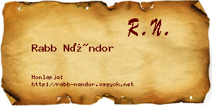 Rabb Nándor névjegykártya